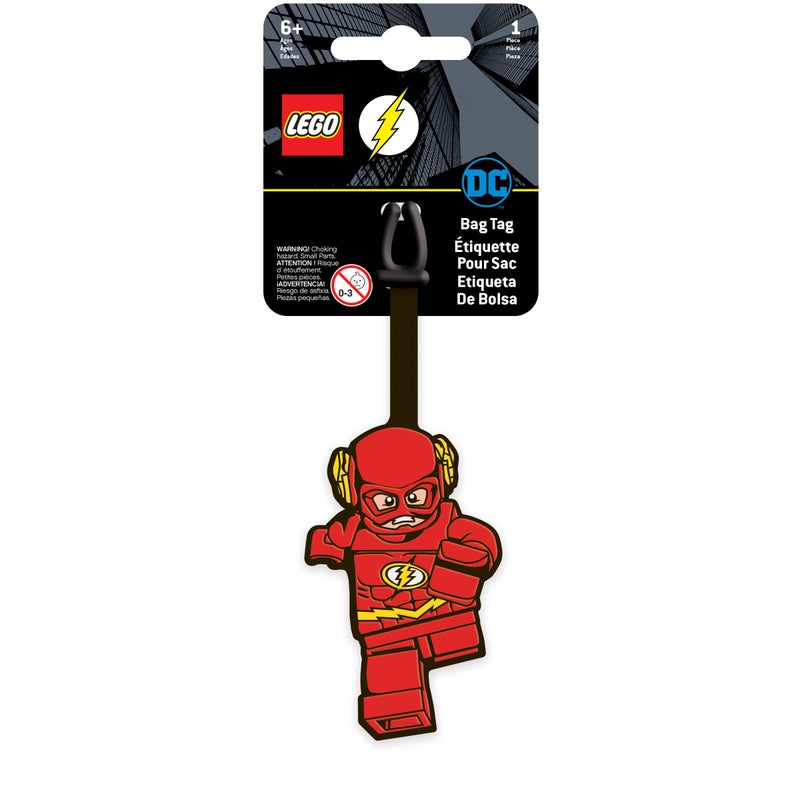 IQ LEGO DC Silicone Luggage Tag - The Flash (52585), Bag charm for Travel, Suitcase, Backpack, Summer Beach Bag - Measures approximately 6.6 inches long. - Image 1